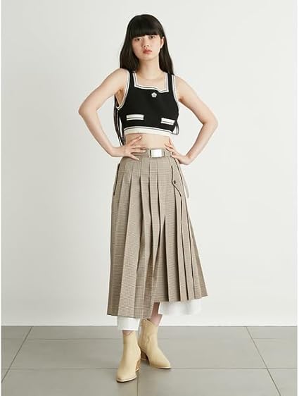 Amazon.co.jp: ステップヘムスリットプリーツスカート : ファッション